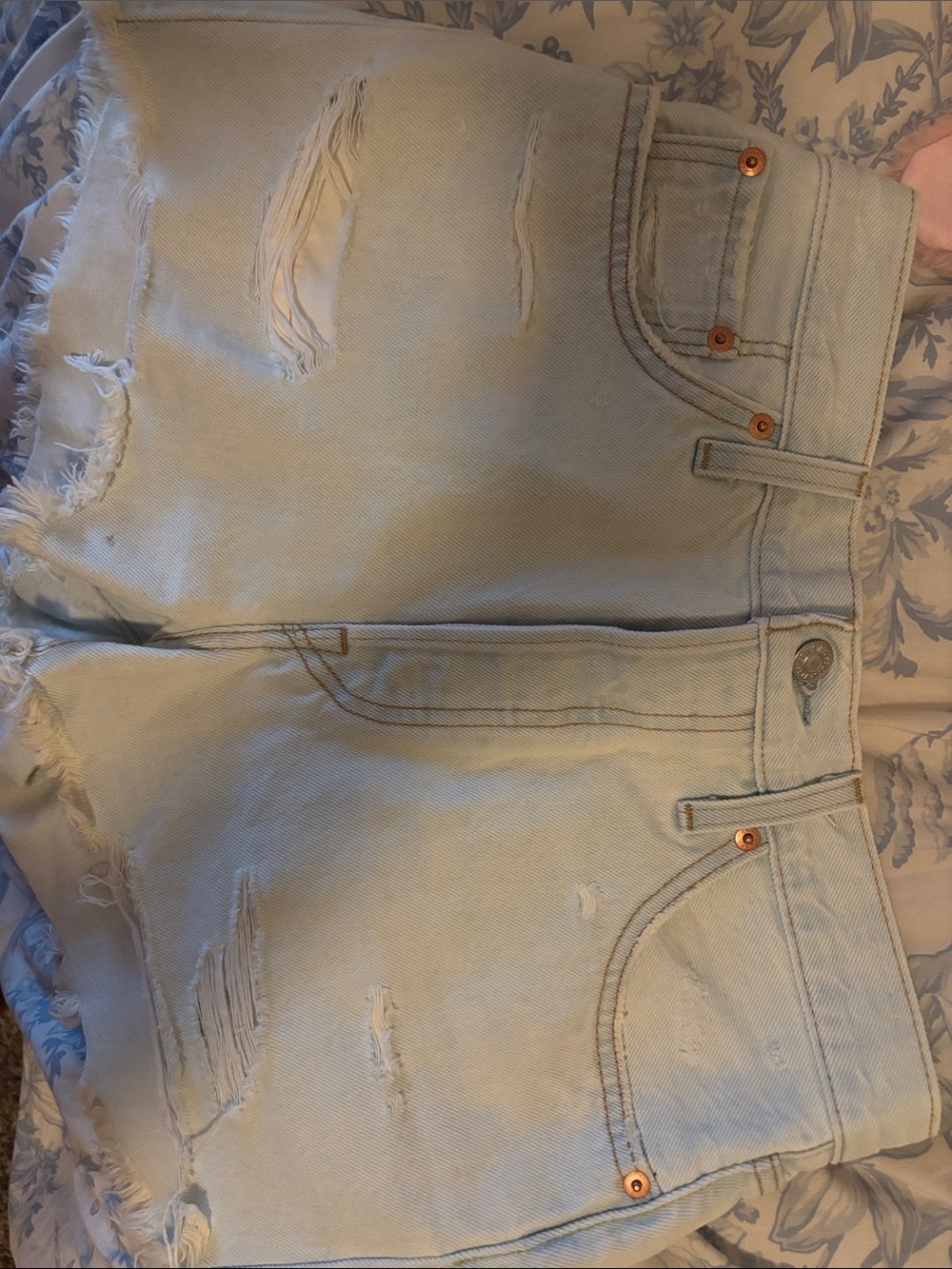Levi's Light Wash Distressed Denim Jean Shorts